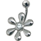 Stahl Bauchnabel Piercing mit Blütendesign - das Prilblümchen in Silber!