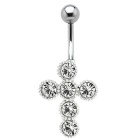 Belly button piercing with cross motif 446