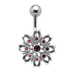 Bauchnabel Piercing mit 925  Silber Blüten Motiv 501