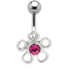 Bauchnabel Piercing mit 925 silber Blumen Motiv  87