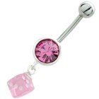 Bauchnabel Piercing , 925 Silber mit W&uuml;rfel Design