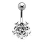 316L Chirurgenstahl Bauchnabel Piercing mit 925 Silber corona Design