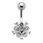 316L ChirurgenBauchnabel Piercing Stahl mit 925 Silber corona Design