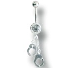 316L Chirurgenstahl Bauchnabel Piercing mit 925 Silber Handschellen,