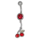 Bauchnabel Piercing mit 925 Silber Kirschen Design, 1.6x6mm / 1.6x8mm / 1.6x10mm / 1.6x12mm / 1.6x14mm