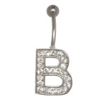 Buchstaben-Bauchnabelpiercing B mit Stahl oder Titanbanane,1.6x6mm / 1.6x8mm / 1.6x10mm / 1.6x12mm / 1.6x14mm
