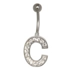 Bauchnabel Körperschmuck Piercing im ABC-Design mit Zirkonien - Buchstabe C