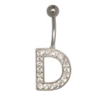 Bauchnabel Körperschmuck Piercing im ABC-Design mit Zirkonien - Buchstabe D