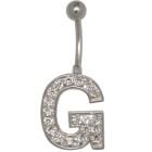 Buchstaben-Bauchnabelpiercing G mit Stahl oder Titanbanane,1.6x6mm / 1.6x8mm / 1.6x10mm / 1.6x12mm / 1.6x14mm