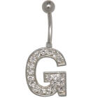 Buchstaben-Bauchnabelpiercing G mit Stahl oder Titanbanane,1.6x6mm / 1.6x8mm / 1.6x10mm / 1.6x12mm / 1.6x14mm