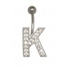 Buchstaben-Bauchnabelpiercing K mit Stahl oder Titanbanane