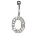 Bauchnabel K&ouml;rperschmuck Piercing im ABC-Design mit Zirkonien - Buchstabe O,1.6x6mm / 1.6x8mm / 1.6x10mm / 1.6x12mm / 1.6x14mm