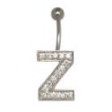 Bauchnabel K&ouml;rperschmuck Piercing im ABC-Design mit Zirkonien - Buchstabe Z,1.6x6mm / 1.6x8mm / 1.6x10mm / 1.6x12mm / 1.6x14mm