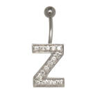Bauchnabel K&ouml;rperschmuck Piercing im ABC-Design mit Zirkonien - Buchstabe Z,1.6x6mm / 1.6x8mm / 1.6x10mm / 1.6x12mm / 1.6x14mm