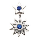 Bauchnabel Piercing mit Silber Sternen Motiv und Kristallen