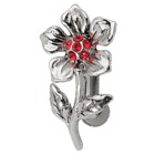 Bauchnabel Piercing mit 925 Sterling Silber Motiv Grusel-Blume mit Kristallen