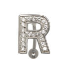 Bauchnabel K&ouml;rperschmuck Piercing im ABC-Design mit Zirkonien - Buchstabe R, 1.6x6mm / 1.6x8mm / 1.6x10mm / 1.6x12mm / 1.6x14mm