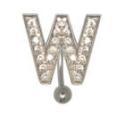 Bauchnabel K&ouml;rperschmuck Piercing im ABC-Design mit Zirkonien - Buchstabe W, 1.6x6mm / 1.6x8mm / 1.6x10mm / 1.6x12mm / 1.6x14mm