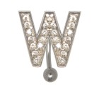 Bauchnabel Körperschmuck Piercing im ABC-Design mit Zirkonien - Buchstabe W, 1.6x6mm / 1.6x8mm / 1.6x10mm / 1.6x12mm / 1.6x14mm