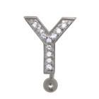 Bauchnabel Körperschmuck Piercing im ABC-Design mit Zirkonien - Buchstabe Y, 1.6x6mm / 1.6x8mm / 1.6x10mm / 1.6x12mm / 1.6x14mm