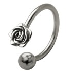 Hufeisen Piercing mit Front-Motiv mit Blumenmotiv