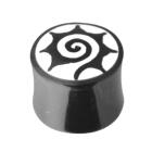 Organix Plug mit einem Spiralen Motiv s/w, Gr&ouml;&szlig;e w&auml;hlbar