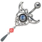 Shield for navel piercing 925 sterling silver with hanging and a plastic bead