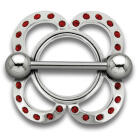 Brustwarzenschild Blume 925 Silber mit Swarovski Kristallen