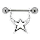 Brustwarzenpiercing Stern 925 Sterling Silber mit Barbell aus Chirurgenstahl