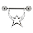 Brustwarzenpiercing Stern 925 Sterling Silber mit Barbell aus Chirurgenstahl