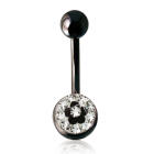Crystallines schwarzes Bauchnabel Piercing, BL&Uuml;MCHEN
