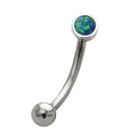 Augenbrauenpiercing mit Opaldesign, türkis