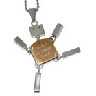 Pendant robot jumping jack made of stainless steel with individual engraving, gold-colored coated