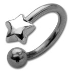 Hufeisen Piercing mit Front-Motiv Chirurgenstahl - Stern Sterling Silber