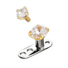 14 Karat Aufsatz f&uuml;r Dermal Anchor, runder Kristall