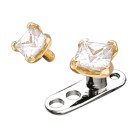 14 Karat Dermal Anchor Attachment Square Crystal