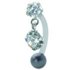Nabelpiercing 1.6x12mm mit klarem Kristall