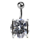 Bauchnabel Piercing mit rundem klarem Zirkon, gross und schick