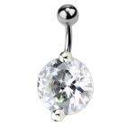 Bauchnabel Piercing mit rundem klarem Zirkon, Maxi-Gr&ouml;&szlig;e