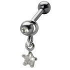 316L Stahl Helix Ohrpiercing 1.2x6mm, STERN-Anh&auml;nger