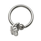 Kugelklemmring aus 316L BCR Chirurgenstahl 1,2 x 10 mm mit Schmetterlingsanh&auml;nger