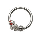 Kugelklemmring aus 316L BCR Chirurgenstahl 1,2 x 10 mm mit Schlangenanhänger und Kristallaugen