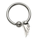 Kugelklemmring aus 316L BCR Chirurgenstahl 1,2 x 10 mm mit Engelsfl&uuml;gel-Anh&auml;nger