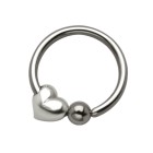 Kugelklemmring aus 316L BCR Chirurgenstahl 1,2 x 10 mm mit Herzanhänger