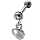 316L Stahl Helix Ohrpiercing 1.2x6mm, SCHLOSS-Anhänger