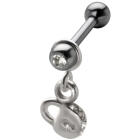 316L Stahl Helix Ohrpiercing 1.2x6mm, SCHLOSS-Anh&auml;nger