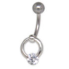 Bauchnabel Piercing mit klarem Kristall, schick angeh&auml;ngt