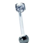 Bauchnabel Piercing mit PTFE-Stab, 1.6x12mm Kristall klar