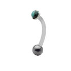 Bauchnabel Piercing mit PTFE-Stab, 1.6x12mm mit T&uuml;rkis-Stein