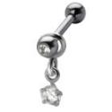 316L Stahl Helix Ohrpiercing 1.2x6mm, Kristall-Anh&auml;nger Stern